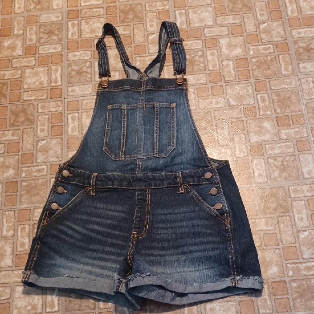 NOBO Relaxed Fit Denim Overall, Bibed  Shorts Jr. Size Large